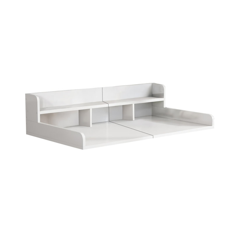 Comptoir de laveuse-sécheuse 54 pouces avec patins antidérapants - Organisateur de rangement pour salle de lavage à double couche, plateau de rangement en panneau de fibres à densité moyenne imperméable avec rebord pour l'organisation de la salle de lavage (blanc)