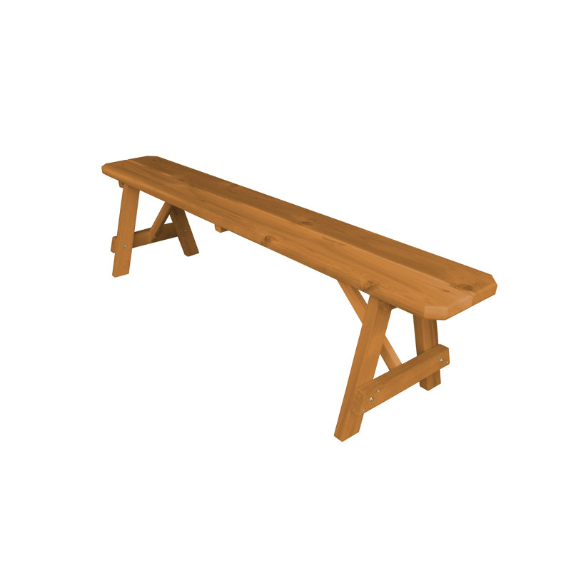 Guernsey Solid Wood Bench, Cedar Stain, 17" H x 70" W x 11" D