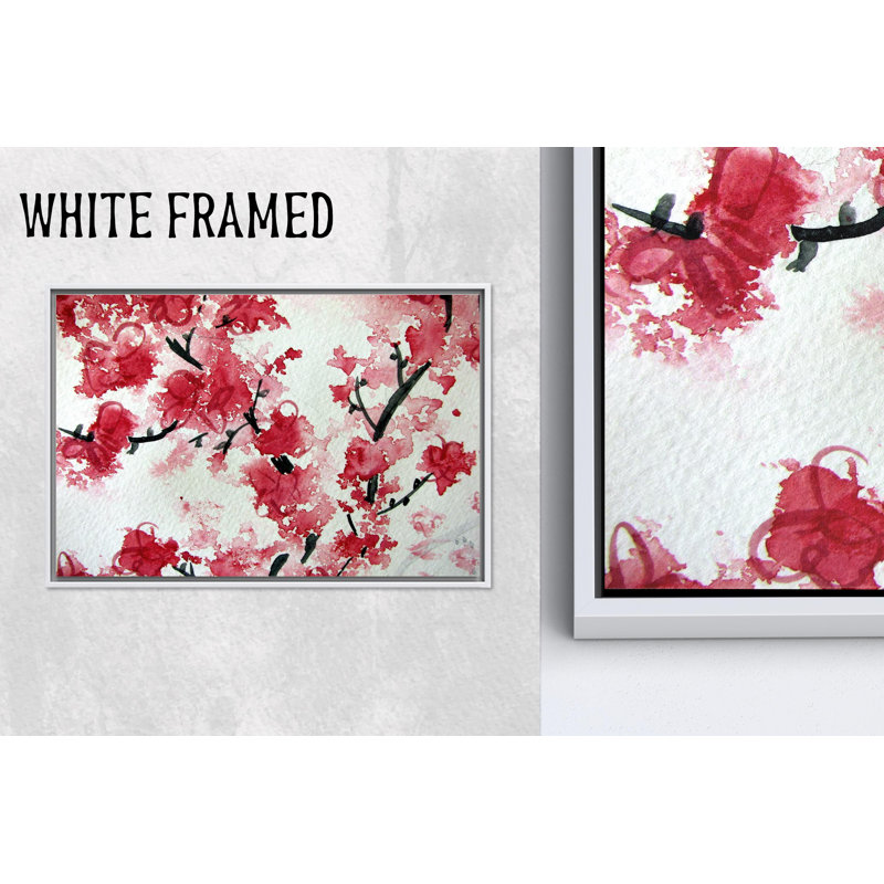 Impression sur toile de fleur de cerisier: paysage floral japonais élégant, toile blanche encadrée 1P, 27,6 po H x 39,4 po l