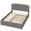 Lit tapissier pour grand avec lit gigogne simple et fentes, tissu de revêtement en lin gris