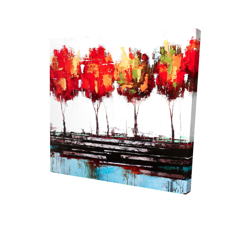 Abstrait arbres de style industriel - décor de toile de paysages modernes, H 36 po x l 36 po