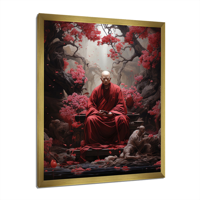 «Munchen Red Buddhism Bodhisattvas Compassion II», reproduction sur toile, Encadrement doré, H 32 po x l 24 po x P 1 po
