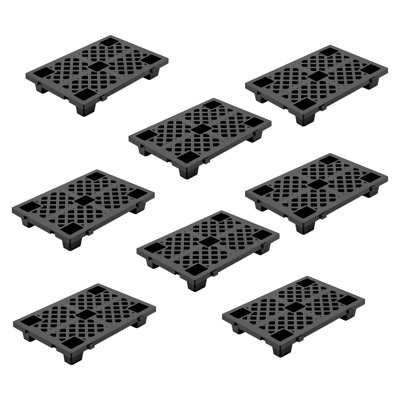 8-Pack 23.6" x 15.7" Heavy-Duty Plastic Pallets, Forkliftable, Stackable, Black