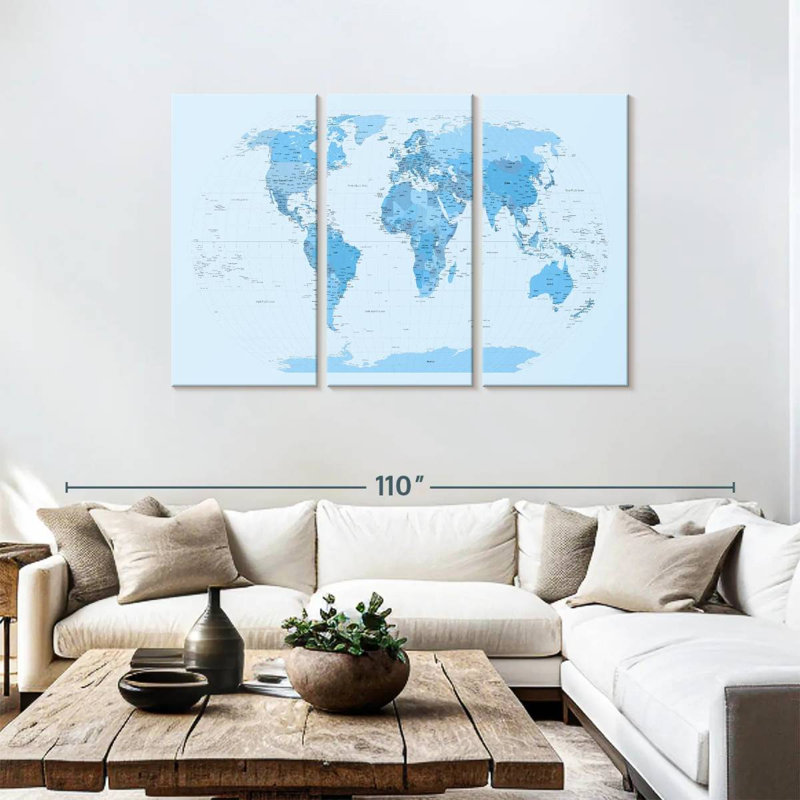World Map Blues, H 48 po x l 74 po