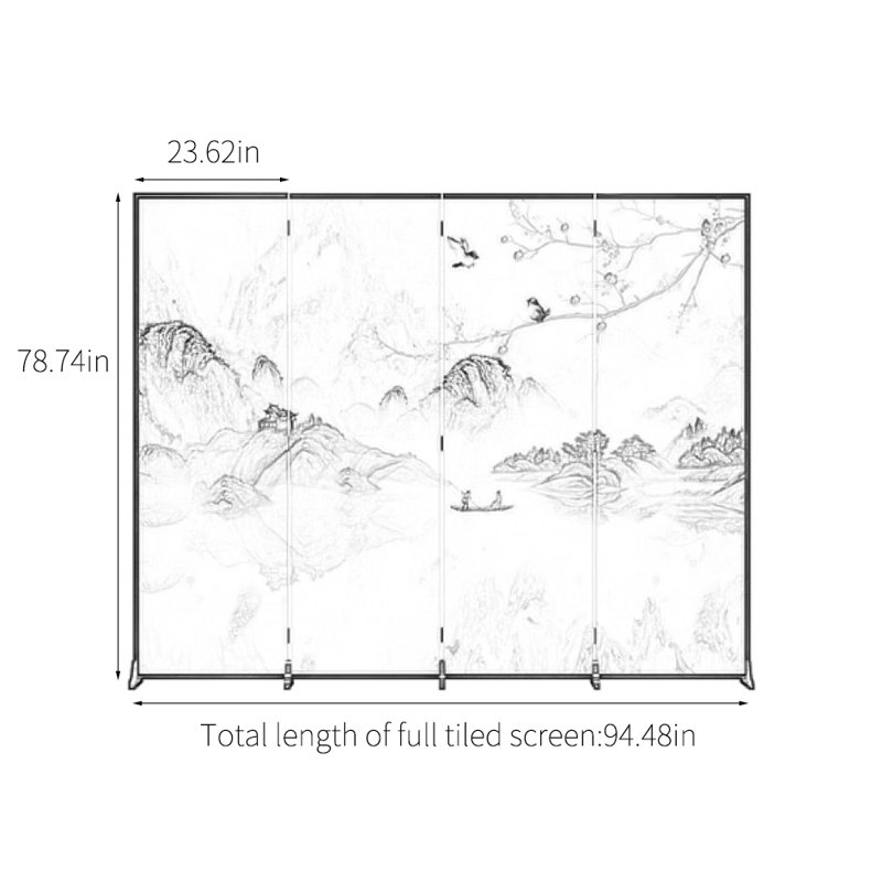 Solid Wood Landscape Screen, 78.74" H x 94.48" W x 1.37" D