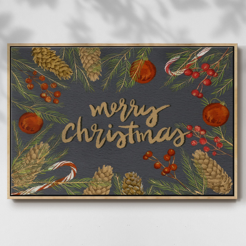 «Holiday Sentiment», toile tendue avec châssis en I, H 25 po x l 37 po x P 1,5 po, Cadre naturel flottant