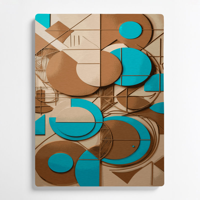 Abstract Shapes 84 Brown Metal Wall Art, 12" H x 18" W