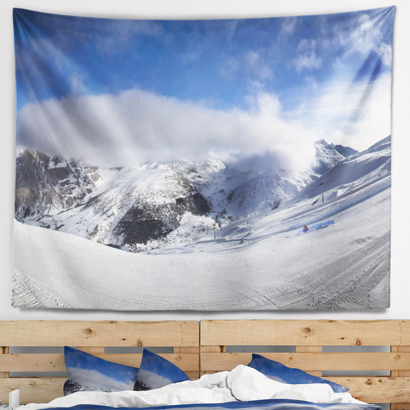 Tapisserie panorama en polyester d’hiver avec accessoires suspendus inclus, H 32 po x l 39 po