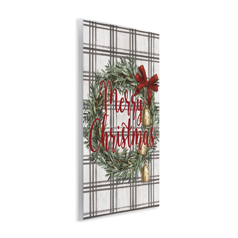 Couronne de Noël à carreaux, toile par Dogwood Portfolio, H 15 po x l 10 po