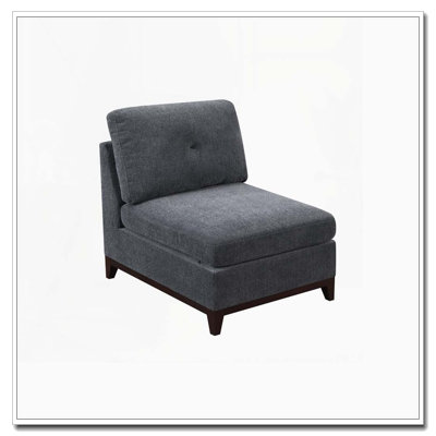Chaise modulaire sans accoudoirs - Tissu chenille gris cendré - Dossier capitonné