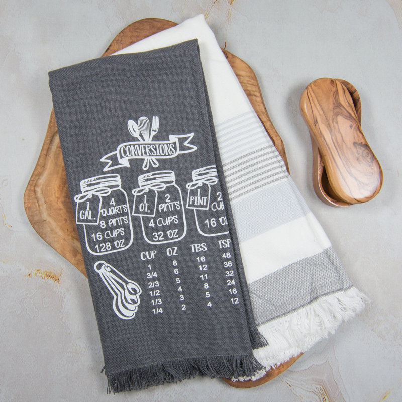Measurement Conversions Charcoal Two Towel Set