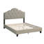 Lit double pleine grandeur, revêtement en polyfibre gris, lit élégant avec tête de lit tapissier