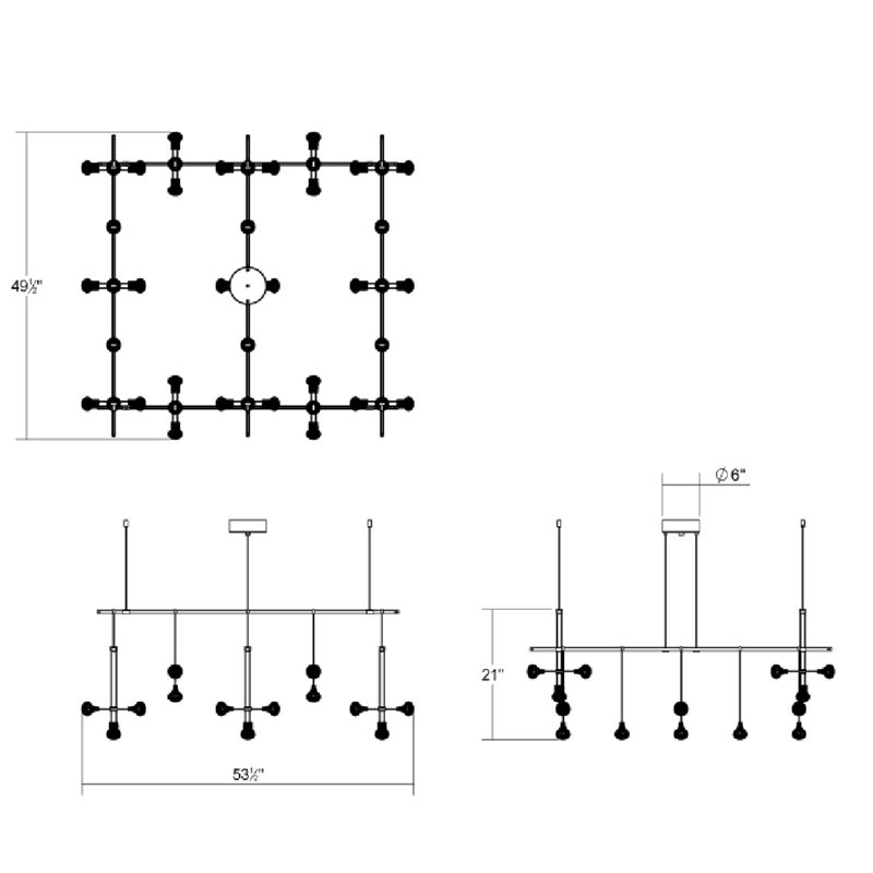 Suspenders 6 - Light Dimmable LED Tiered Chandelier