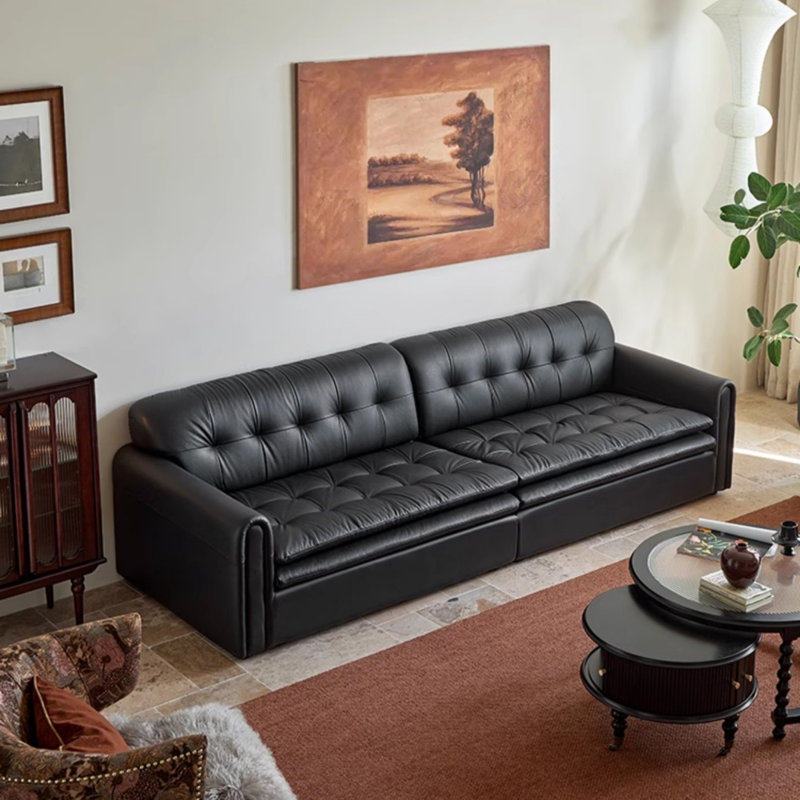 Canapé rétro noir Mid-Century haut de gamme