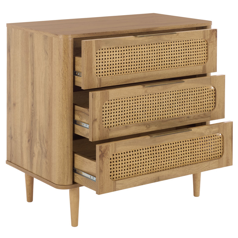 Commode 3 tiroirs Brey, Chêne
