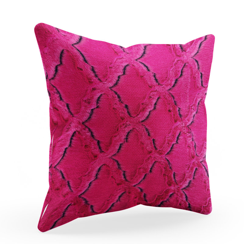 Housse de coussin rectangulaire en polyester / mélange de polyester, Ikat, 20 po x 26 po, Fuchsia / mauve