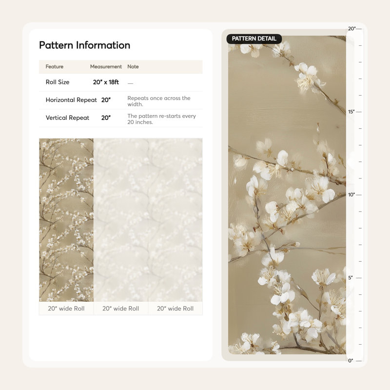 Papier peint floral cerisier floral