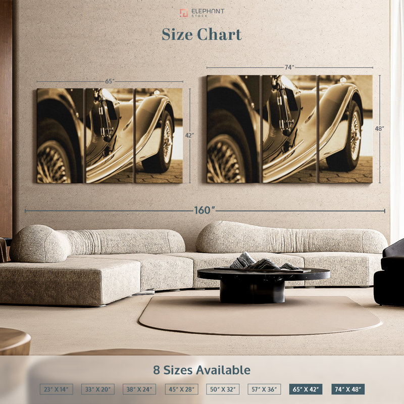 «Sepia Vintage Car» sur toile, H 48 po x l 74 po