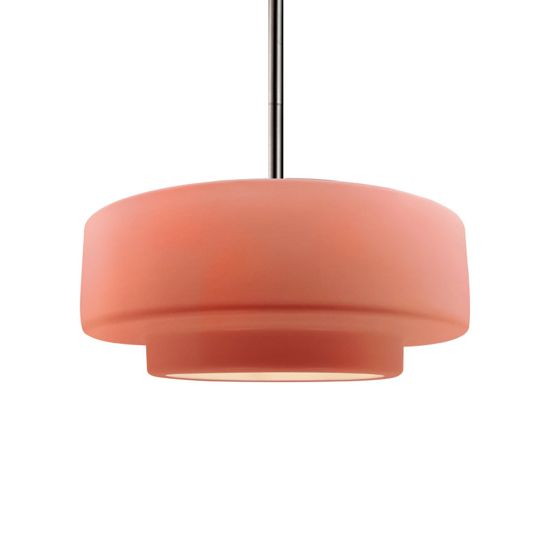 Luminaire suspendu à 1 lumière Meydan, Rosé brillant, H 5,25 po x l 14,5 po x P 14,5 po, Nickel brossé