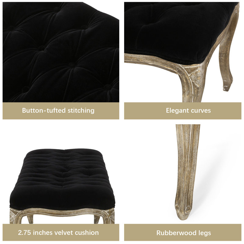 Keadrian Velvet Upholstered Bench