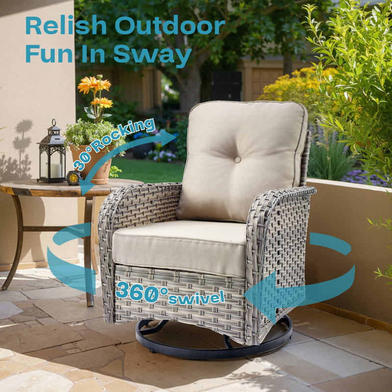 Emroy 5 - Person L-Shaped Sectional Outdoor Conversation Set,Wicker Patio Seating Group with Lighted Coffee Table, All Weather Swivel Chair Set with Cushions