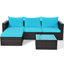 Ensemble de conversation pour patio en rotin 5 pièces avec repose-pieds et table basse-1077513837