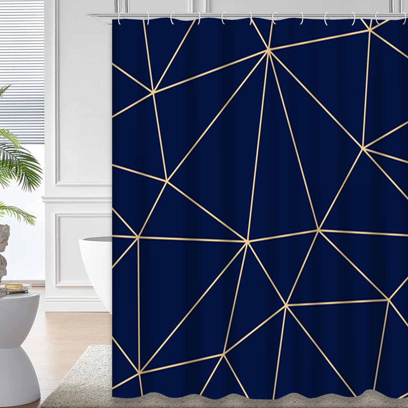 Rideau de douche sans soudure à motif géométrique avec 12 crochets, L 72 po x l 78 po