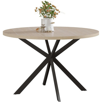 Round Dining Table For 4 Farmhouse Wood Kitchen Table Circle Dinner Table For Kitchen & Dining Room Natural Oak