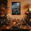 Art sur toile, "Phare noir sur chemin de falaise rocheuse sous Halloween"-408060954