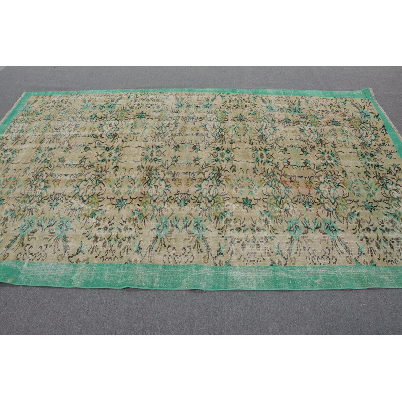 Tapis rétro, tapis remarquables, tapis turcs, tapis de chambre beige, grand tapis 5,8 x 9,4 pi, tapis en laine