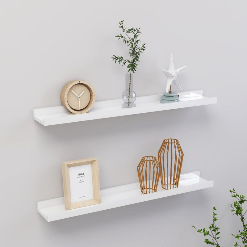 Gracelan 2 Piece Picture Ledge Wall Shelf, 3 cm H x 60 cm W x 9 cm D, White