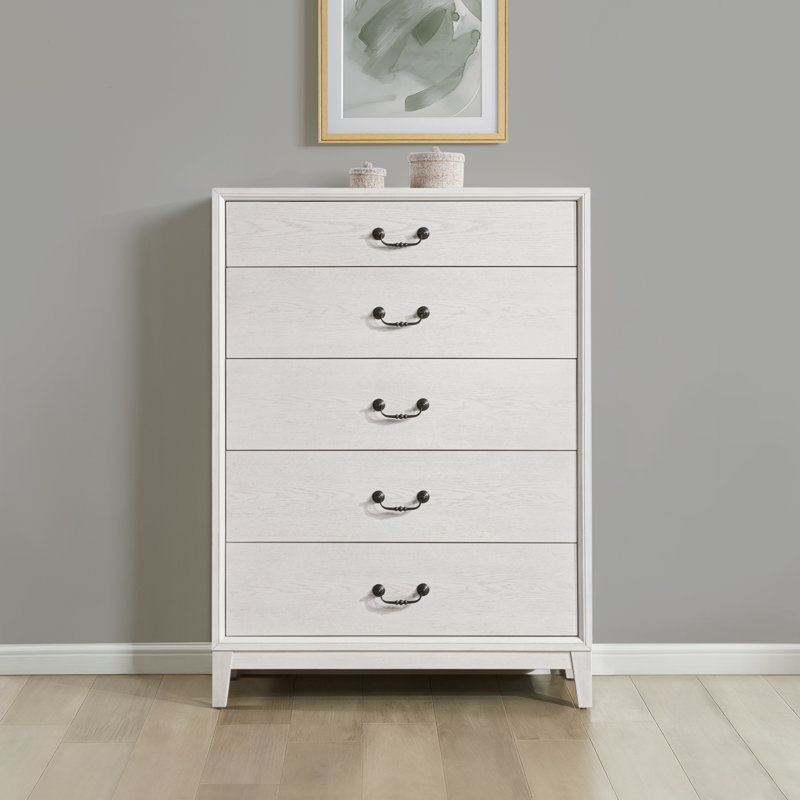 Commode 5 tiroirs Bartlett, Blanc
