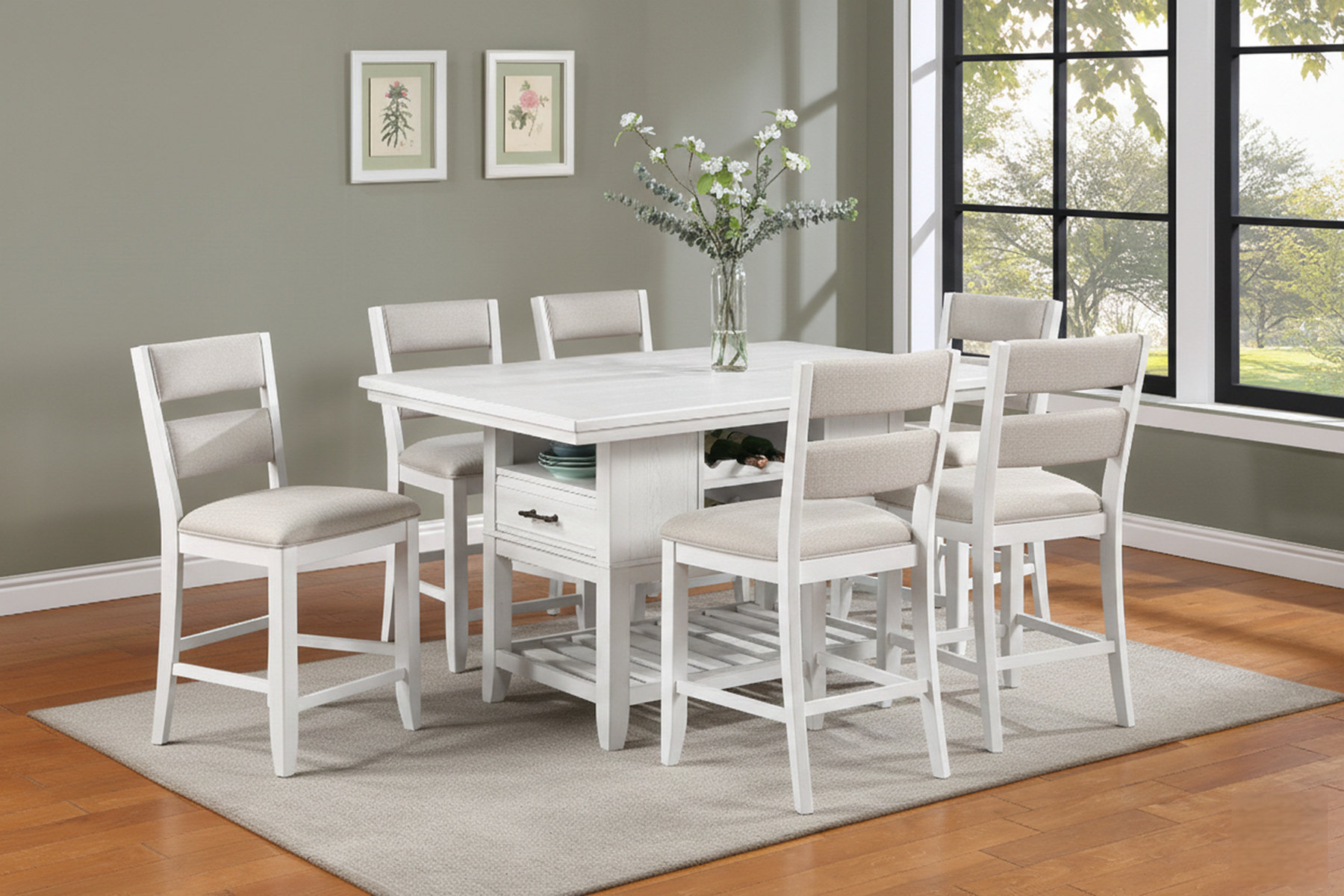Latitude Run® 5Pc Counter Height Dining Set Dark Finish Black Grey ...