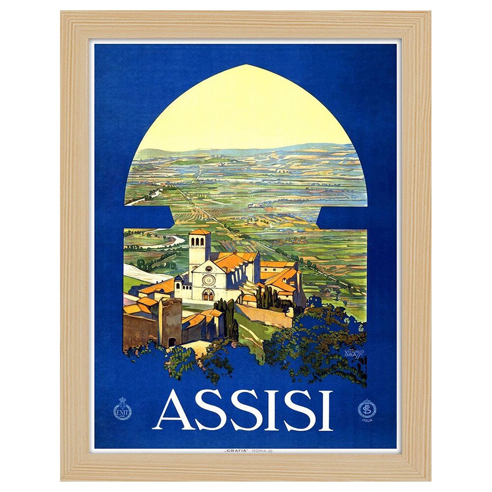 Leinwandbild Vintage Tourist Poster Assisi