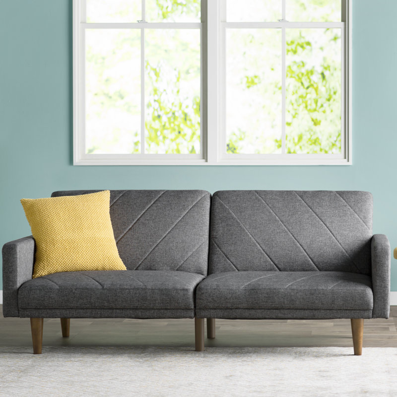 Canapé-lit simple à dossier divisé de 78,5 po de largeur Adria, Polyester gris
