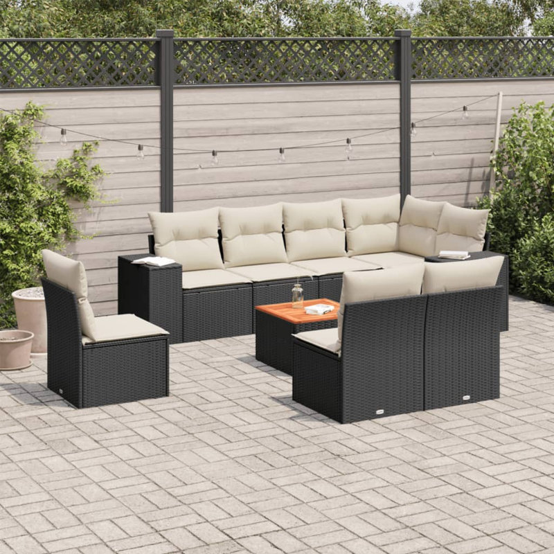 Ensemble de canapé de jardin Vidaxl noir, blanc crème