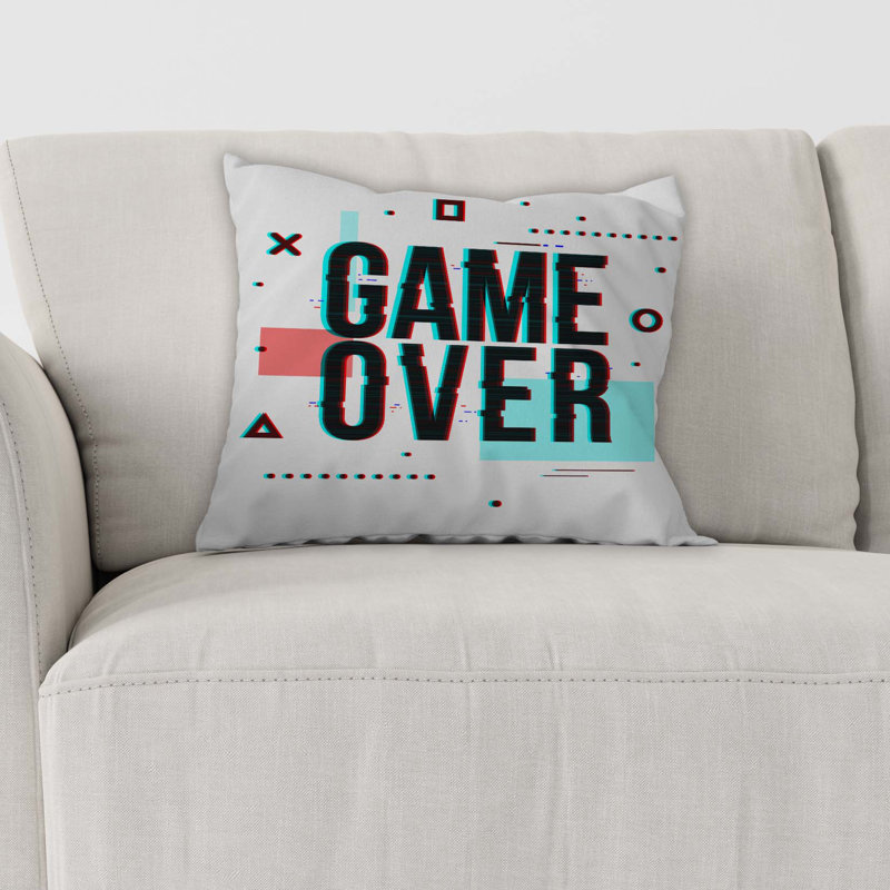  Housse et insert de coussin d'extérieur carré Game over 3D, 16 po x 1 po