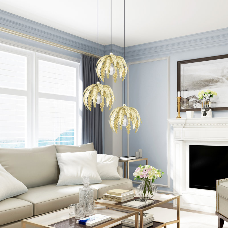 Luminaire suspendu en forme de dôme à 1 lumière Brighten, Doré doré appliqué à la main