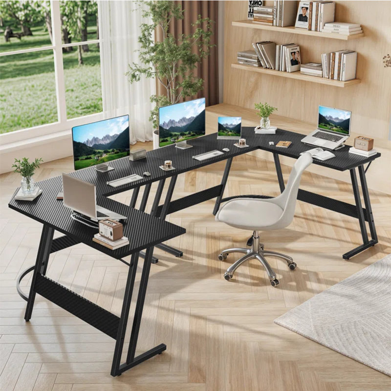 L-Shaped Metal Base Computer Desk