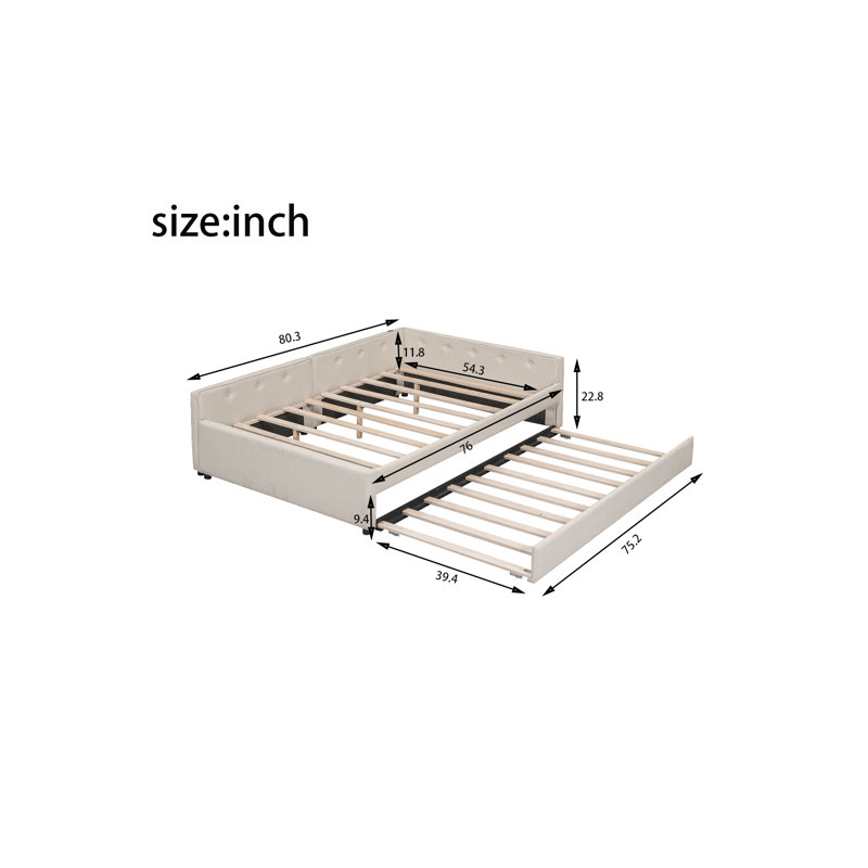 Lit plateforme tapissier Ahell, Double