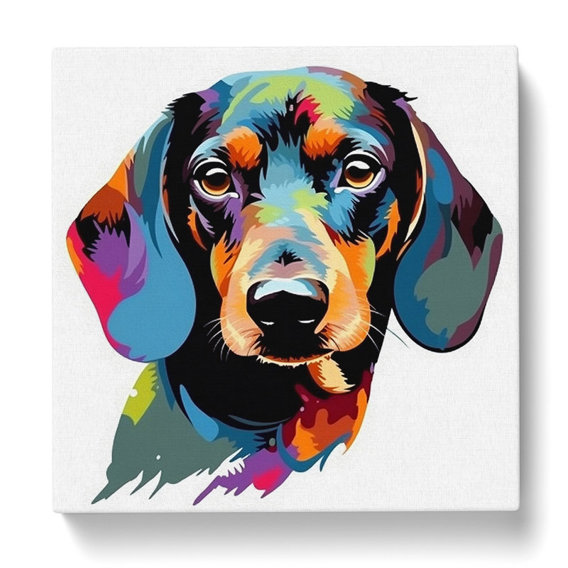 Dachsund Graphic Art - Wrapped Canvas