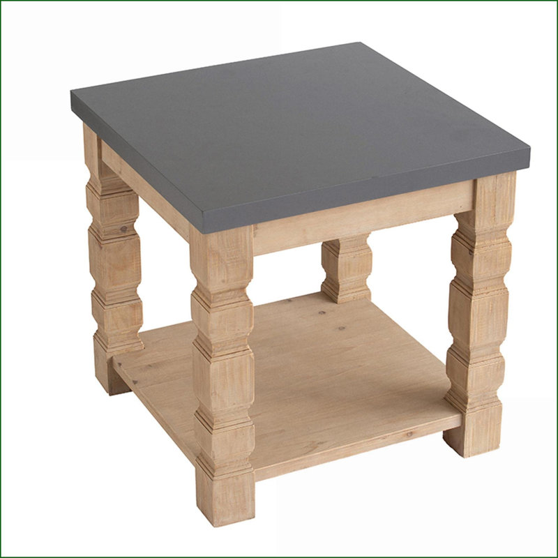 Table basse rustique contemporaine en béton et bois gris - Pièce de salon élégante et durable