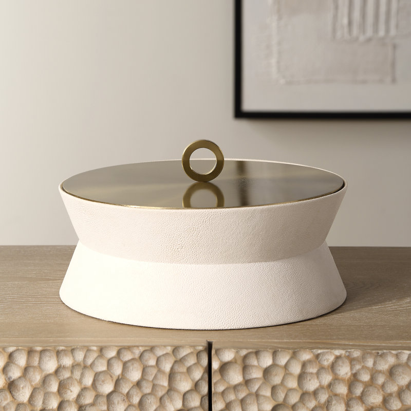 Everly Quinn Gamalier White Shagreen Round Box