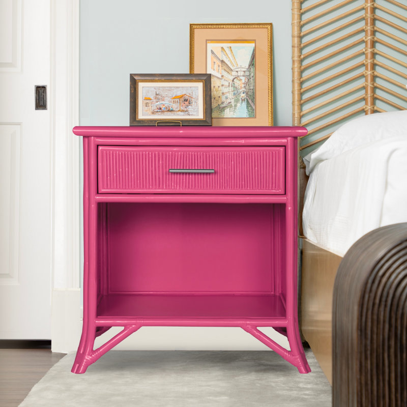 Table de chevet 1 tiroir, Rose vif