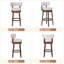 Tabouret de bar rembourré pivotant à 360°, structure en bois massif, siège et dossier rembourrés, finition cloutée, tabouret pour îlot de cuisine-936388590-957258364-958391966