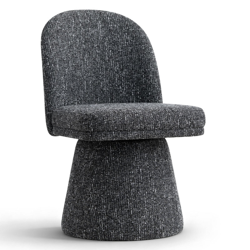 Essex Upholstered Fabric 360°Swivel Dining Side Chair, Black