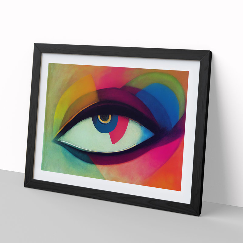 Human Eye Abstract - Single Picture Frame Painting, 46cm H x 64cm W x 2cm D, Black