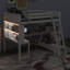 Lit mezzanine double avec bureau, lumière DEL, ports de chargement USB, banc de rangement à 2 tiroirs-364938786