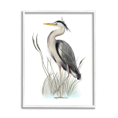 " Peaceful Heron Bird Standing Amidst Wild Grass " by Studio Q