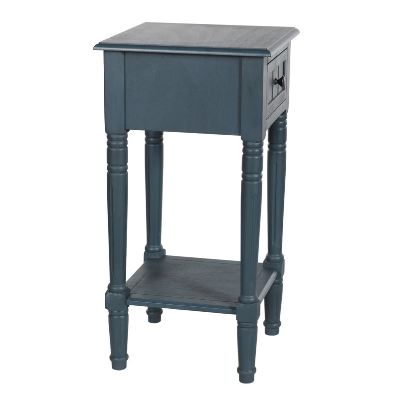 Elboa Collection Accent Table with One Drawer, Antique Navy